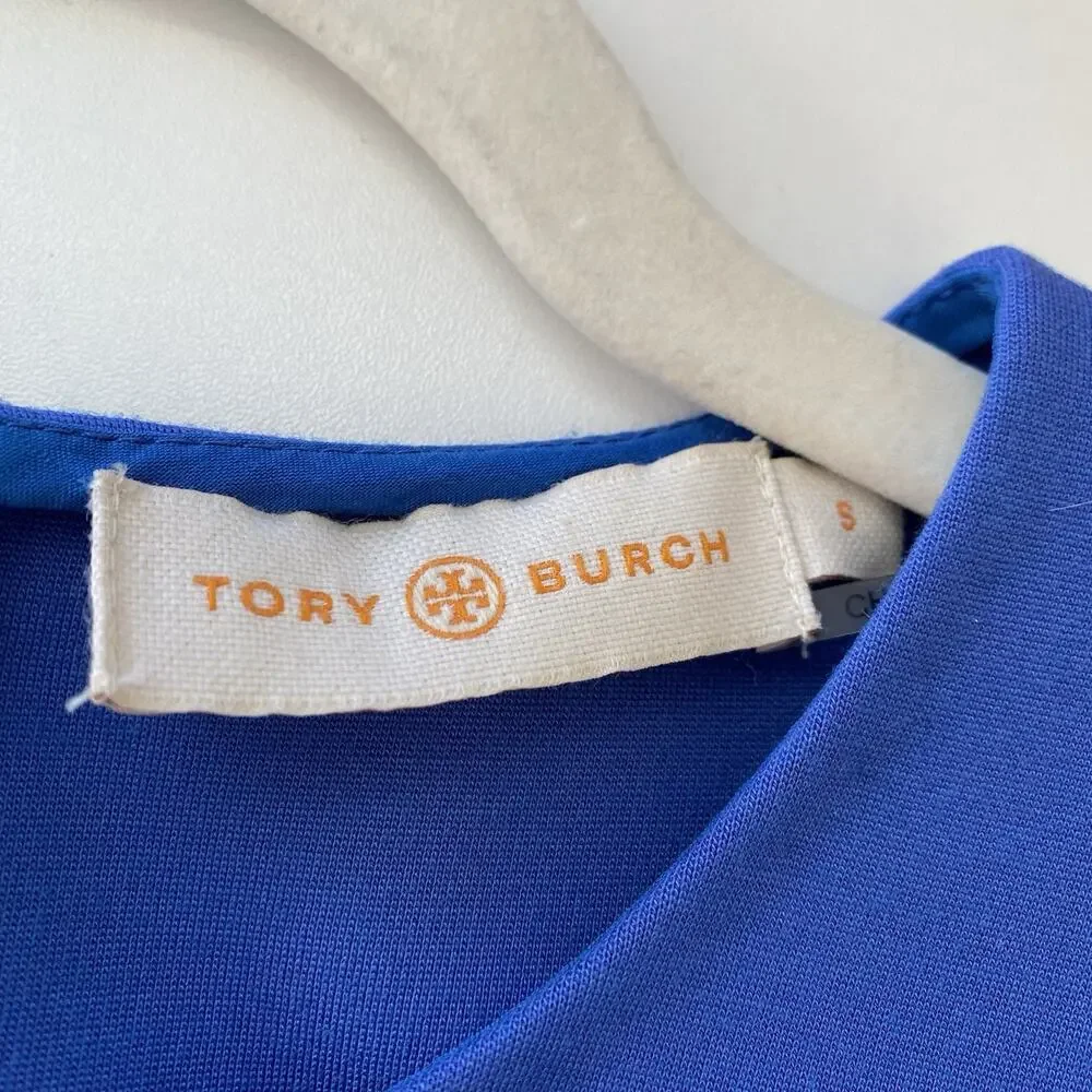 Tory Burch Brynn Ponte Dress Sheath Sleeveless Career Stretch Gold Buttons S